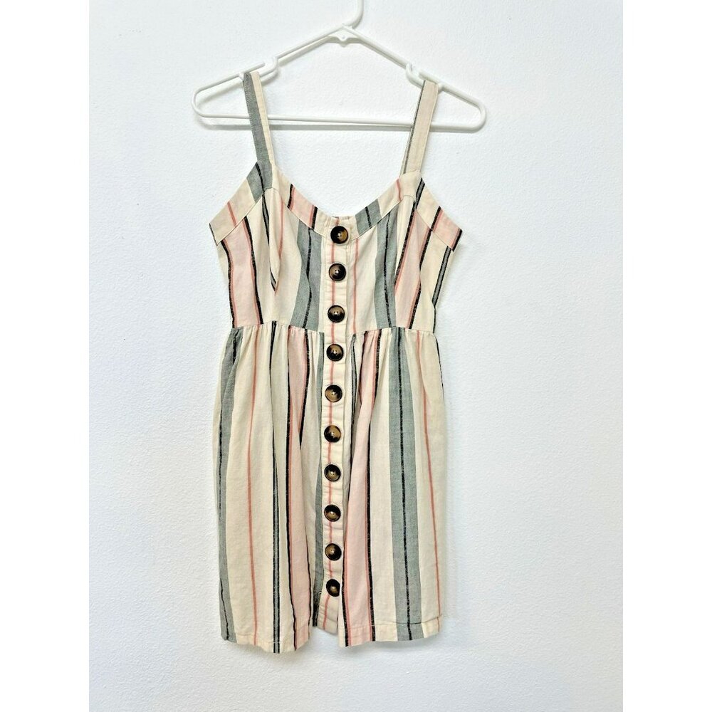 Shyanne Womens Sm Western Sundress Mini Linen Adjustable Straps Button Down - Picture 3 of 16